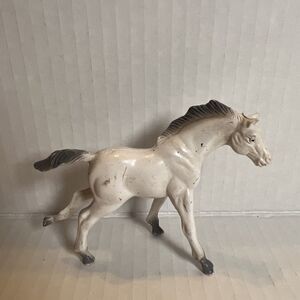 Vintage 1976 Imperial Toy White Horse Gray Mane and Tail Figure